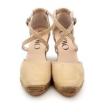 Alpargata Gaimo en piel ante con cierre de hebillas cruzadas y con tacón de 7cm