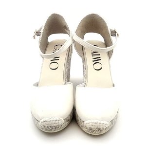 Alpargata tipo mercedita en piel ante con cierre de hebilla y con tacón de 7cm de la marca Gaimo