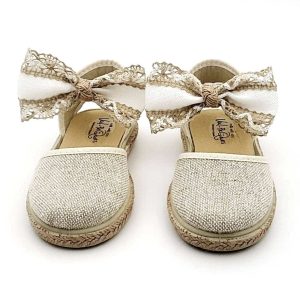 Alpargata Ceremonia Lino con Hebilla y Lazo
