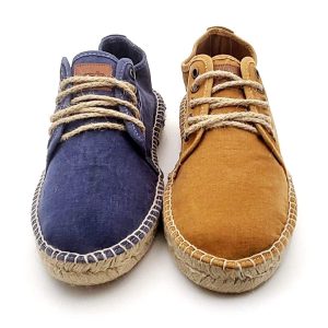 Alpargata en lino con cierre de cordines y suela de goma antideslizante