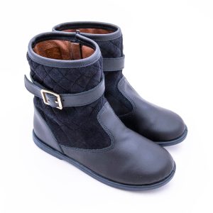 Bota Cremallera Piel Y Serraje