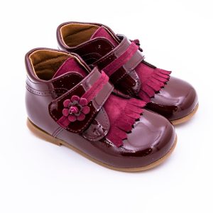 Bota Velcro Flor Charol