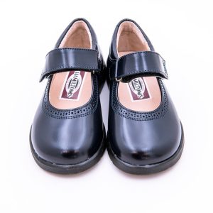 Mercedita Colegial En Napa Piel Brillo Con Cierre De Velcro Y Suela De Goma Antideslizante.