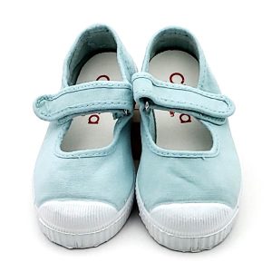 Mercedita En Lona Algodón Para Niñas Con Cierre De Velcro Y Suela De Goma Antideslizante