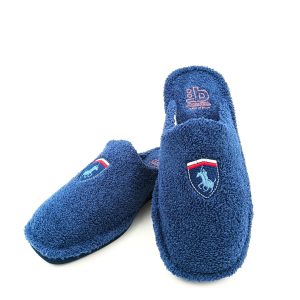 Zapatilla de casa para hombre abierta toalla abierta con suela silenciosa logo polo