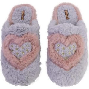 Zapatilla para casa abierta estampado de corazón De Valverde
