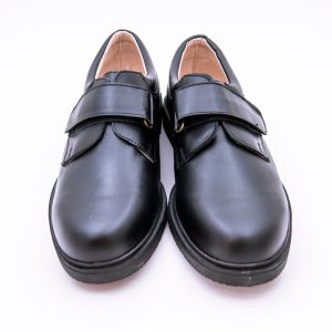 Zapato Colegial En Napa Piel Con Cierre De velcro Y Suela De Goma Gruesa Antideslizante