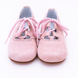 Zapato Ingles Gales En Piel Ante Con Cierre De Cordones Cruzados y Suela Antideslizante