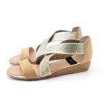 Sandalias Alpargata De La Marca Gaimo Con Elasticos Cruzados En Brillos Con Suela De Yute