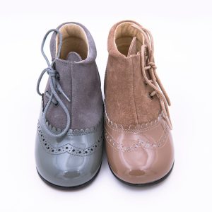 Botín Combinado Ante y Charol Cordón