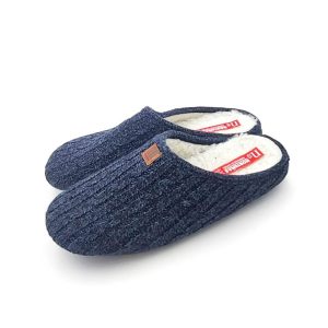 Zapatilla descalza para hombre en tejido de punto lana y con suela de goma antideslizante