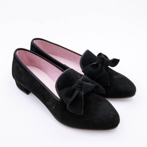 Zapato slippers con adorno de lazo y suela de goma