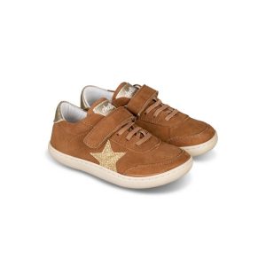 Deportivo o playara infantil barefoot respetuoso en napa piel con cierre de velcro y suela de goma super blandita