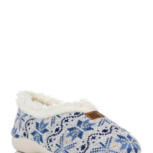 Zapatilla cerrada para mujer de algodon con forro interior y dibujo nieve tipo nordica