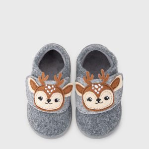 Zapatillas infantiles para casa RESPETUOSAS con estampado de CIERVO y cierre de velcro con suela super blandita