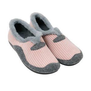 Zapatillas de casa para mujer cerrada en rosa y gris con forro cálido y suela antideslizante