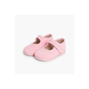 Zapatillas para casa con cierre de velcro de pana y con suela de goma